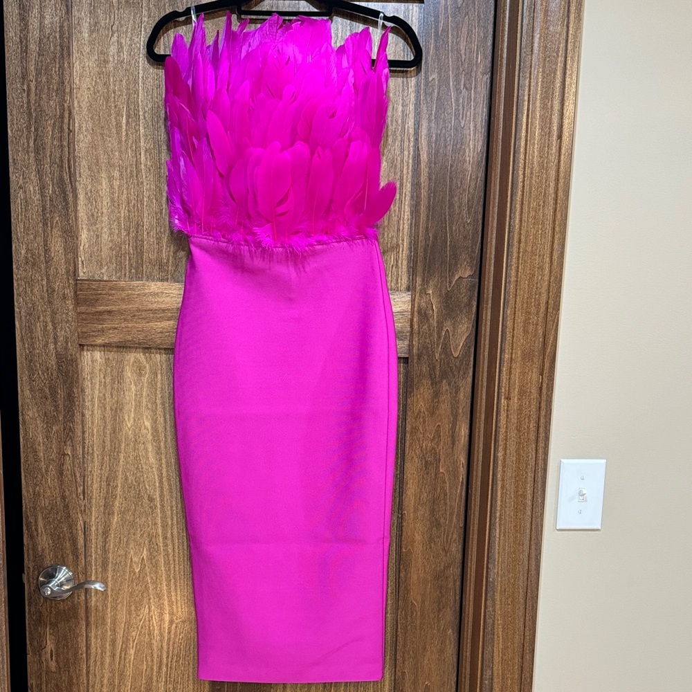 Fashion Nova Vibrant Pink Strapless Dress